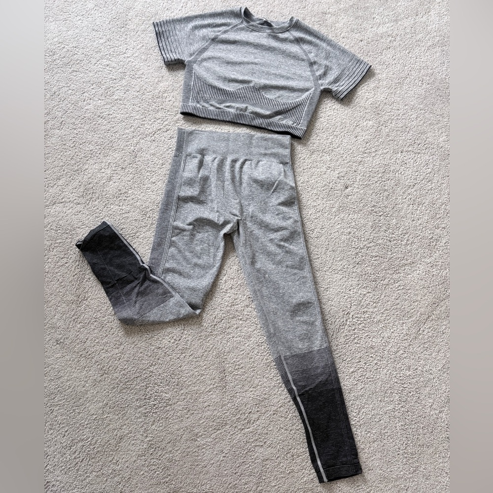 Amazon Gray and Black Leggings Set NWOT